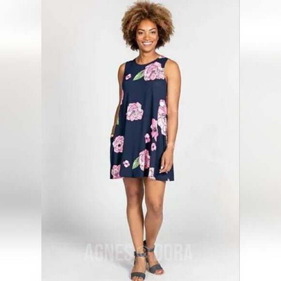 NWT AGNES & DORA Swing Tunic Tank Navy Peony - Picture 1 of 4